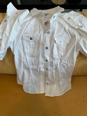 Guess White Button-Down Shirt